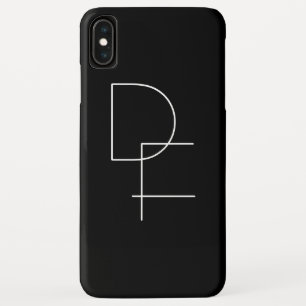 Moderne 2 overlappende Initialen Zwart wit iPhone XS Max Hoesje
