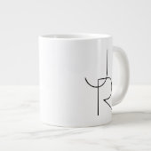 Moderne 2 overlappende Initialen | Zwart-wit Extra Grote Beker (Voorkant rechts)