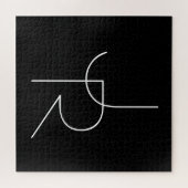 Moderne 2 overlappende Initialen | Zwart wit Legpuzzel (Horizontaal)