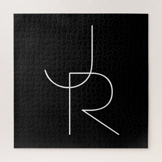 Moderne 2 overlappende Initialen | Zwart wit Legpuzzel (Verticaal)