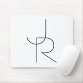 Moderne 2 overlappende Initialen | Zwart-wit Muismat (Met muis)