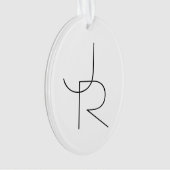 Moderne 2 overlappende Initialen | Zwart-wit Ornament (voorkant)