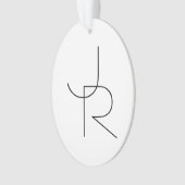 Moderne 2 overlappende Initialen | Zwart-wit Ornament (voorkant)