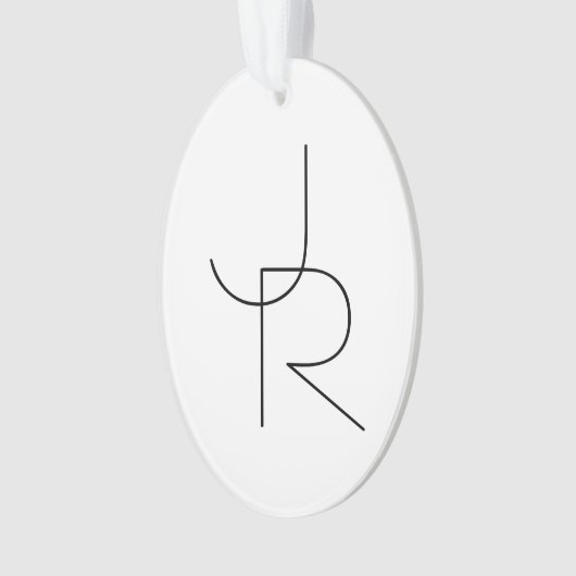 Moderne 2 overlappende Initialen | Zwart-wit Ornament (voorkant)