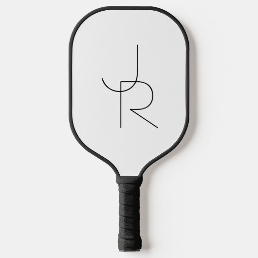 Moderne 2 overlappende Initialen | Zwart-wit Pickleball Paddle (Voorkant)