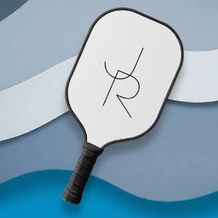 Moderne 2 overlappende Initialen Zwart-wit Pickleball Paddle