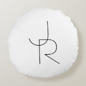 Moderne 2 overlappende Initialen | Zwart-wit Rond Kussen (Voorkant)