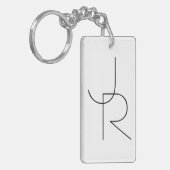 Moderne 2 overlappende Initialen | Zwart-wit Sleutelhanger (Voorkant Links)