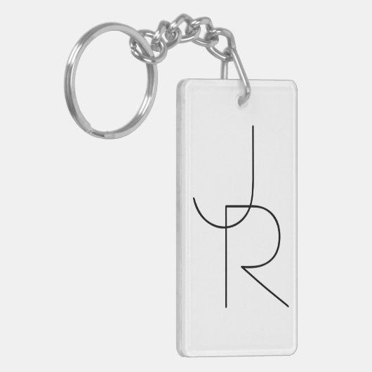 Moderne 2 overlappende Initialen | Zwart-wit Sleutelhanger (Voorkant Links)
