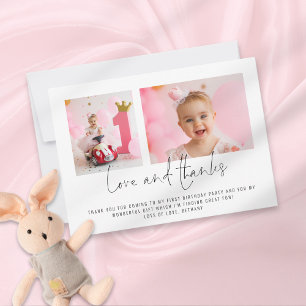 Moderne 2 Photos 1er Anniversaire Carte Amour et M