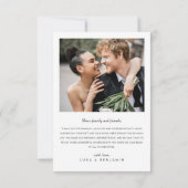 Moderne 2 Photos Carte de remerciements Mariage (Dos)