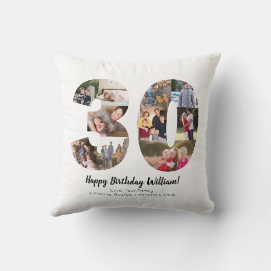 Moderne 30 nummer fotocollage aangepaste groet kussen (Achterkant)
