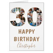 Moderne 30e Happy Birthday Photo Collage Blue (Voorkant)
