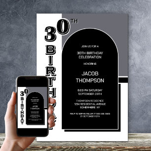 Moderne 30e verjaardag Black Arch Party Kaart