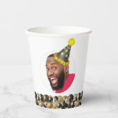 Moderne 30e verjaardag Foto zwart Gold Papieren Bekers (Voorkant)