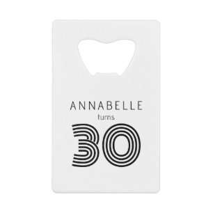Moderne 30e verjaardag kredietkaart flessenopener