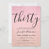 Moderne 30e verjaardag Roos Roze glitterverf Kaart (Voorkant)