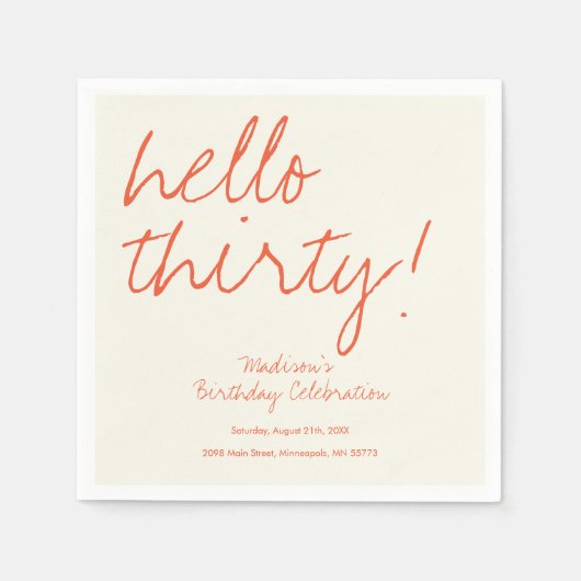 Moderne 30e verjaardag servet (Voorkant)