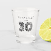 Moderne 30e verjaardag zwart shot glas (Voorkant)
