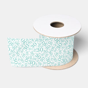 Moderne 30ste verjaardag nummer patroon turquoise/ lint