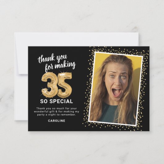 Moderne 35e verjaardag foto bedankkaart (Voorkant)