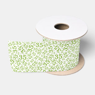 Moderne 35e verjaardag nummer patroon groen/wit lint