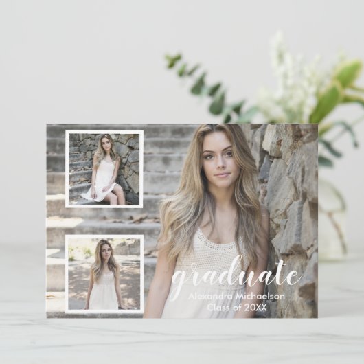 Moderne 3 Faire-part de diplôme photo (Debout devant)