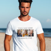 Moderne 3-foto aangepaste tekst begrafenis/gedenkt t-shirt