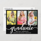Moderne 3 foto afstuderen partij uitnodiging b (Voorkant / Achterkant)