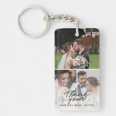 Moderne 3 foto collage bruiloft dank u op maat sleutelhanger (Voorkant)