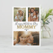 Moderne 3 foto collage | Gelukkige Moederdag Feestdagenkaart (Staand voorkant)