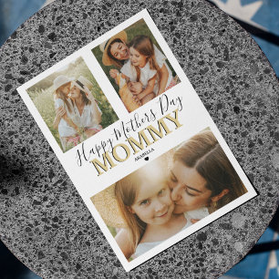 Moderne 3 foto collage   Gelukkige Moederdag Feestdagenkaart