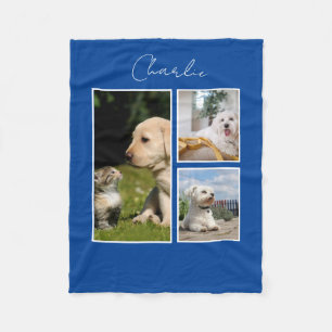Moderne 3 foto collage hond fleece deken