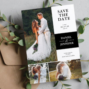Moderne 3-foto galerij bruiloft Opslaan van de dat Save The Date