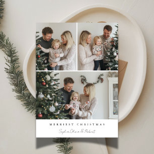 Moderne 3 Foto Kinderen Familie Kerstmis Feestdagenkaart