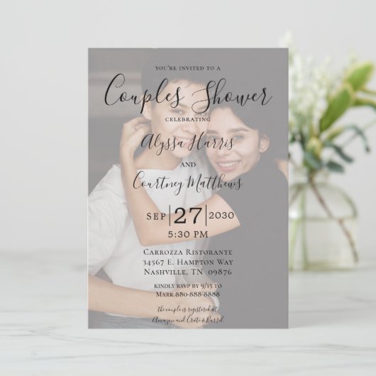 Moderne 3 foto LGBTQ Couples Douche Kaart (Staand voorkant)