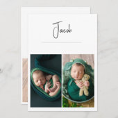 Moderne 3 foto Simple Baby Birth Aankondiging (Voorkant / Achterkant)