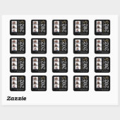 Moderne 3 foto White Gold Text 2023 Afstuderen Vierkante Sticker (Vel)