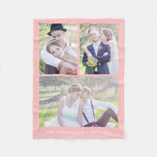 Moderne 3-fotocollage bewerkbare kleur fleece deken (Voorkant)