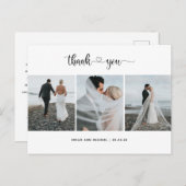 Moderne 3 fotocollage bruiloft bedankt je kaart (Voorkant / Achterkant)