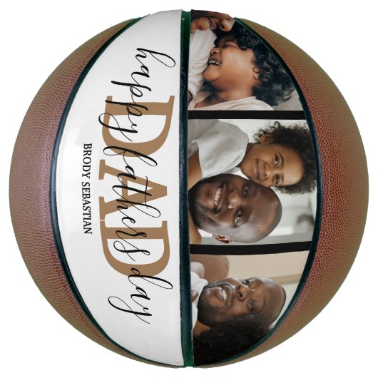 Moderne 3 fotocollage | Fijne vaderdag Basketbal (Verticaal)