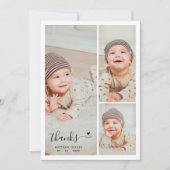 Moderne 3 Fotocollage Geboorteaankondiging Bedankt (Voorkant)