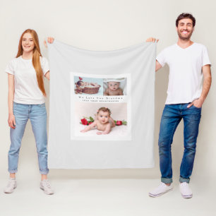 Moderne 3 fotocollage met tekst grootouder mam fleece deken