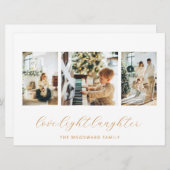 Moderne 3-fotofamilie feestdagenkaart (Voorkant / Achterkant)