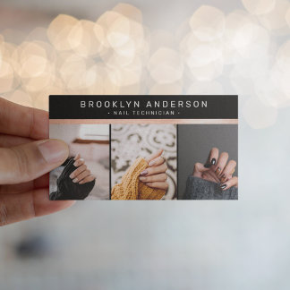 Moderne 3 Fotofotograaf Roos Gold Foil Business Visitekaartje