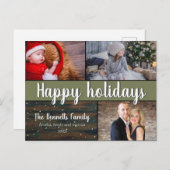 Moderne 3-fotokerstfeestdag briefkaart (Voorkant / Achterkant)