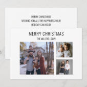 Moderne 3-fotokerstkaart - wit feestdagenkaart (Voorkant / Achterkant)