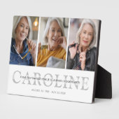 Moderne 3-foto's Aangepaste tekst Herdenkingsgesch Fotoplaat (Zijkant)