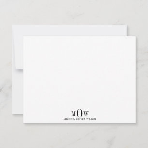 Moderne 3-Letter Monogram Opmerking Card Notitiekaartje