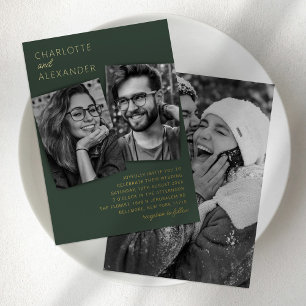 Moderne 3 Mariage photo Real Foil Invitation